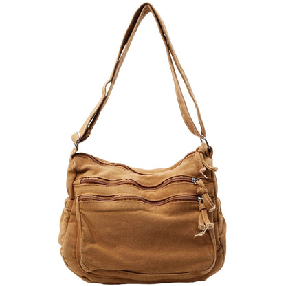Multi-Pocket Canvas Crossbody Bag for Daily Travel