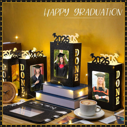 🎓4Pcs 2026 Graduation Centerpieces for Class of 2026-Fit 4x6in Photo| Fillable Picture Box
