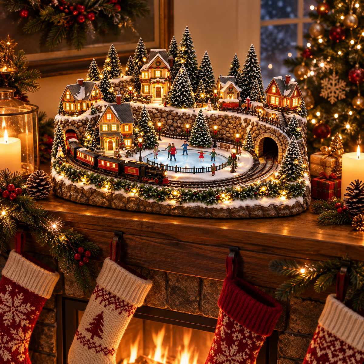 🚞Magical Christmas Train & Skating Rink – Bring Holiday Magic Home! ✨