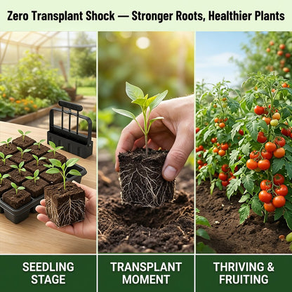 Soil Blocker with Comfortable Handle 2 Inch 4 Cell Soil Blocking Tool