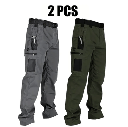 Men's Waterproof Tactical Work Pants - Solid Color with Multi-Pockets for Outdoor Activities