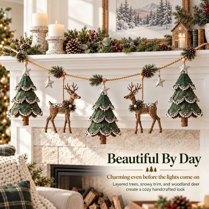 🎄Lighted Woodland Christmas Garland🦌