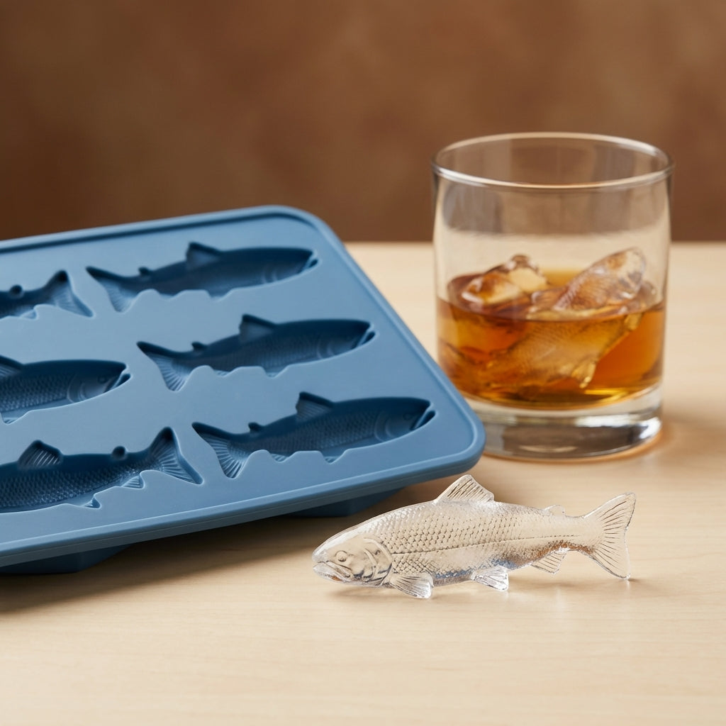 Fishing-Themed Silicone Ice Mold Set – Fun Ice Cubes for Anglers & Party Drinks