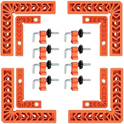 90 Degree Corner Clamp & Positioning Square Set - (3" 4")inch x 8 Right Angle Clamp with 8 Clamp ABS Plastic L-Shaped Tool