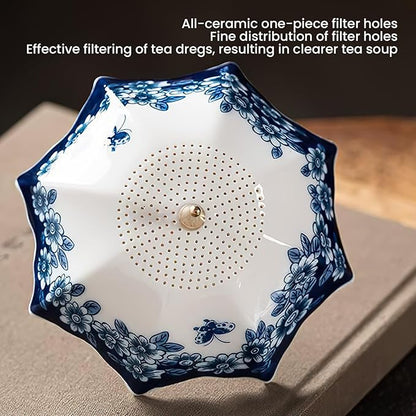 Umbrella-shaped Blue and White Porcelain Tea Strainer & Coffee Filter