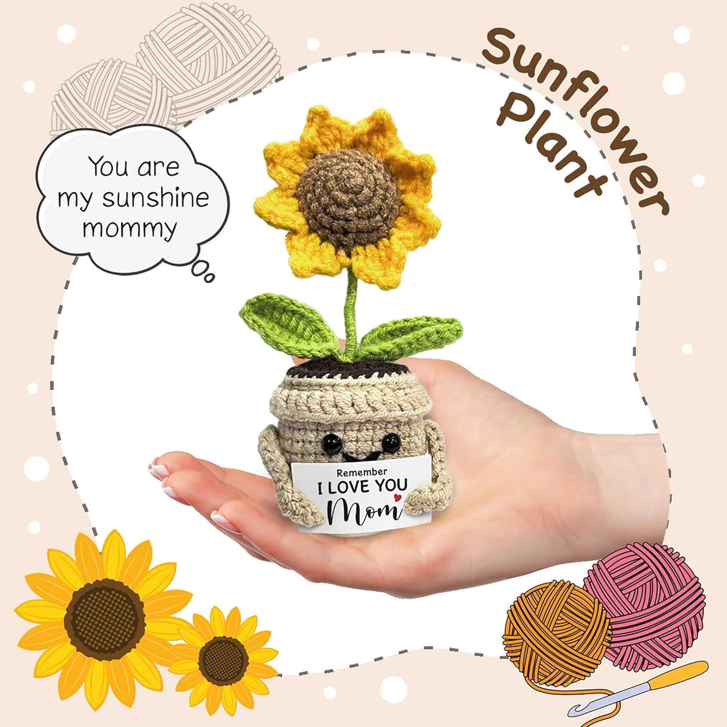 🌻Handmade Crochet Cute Sunflower - Remember I Love You MOM