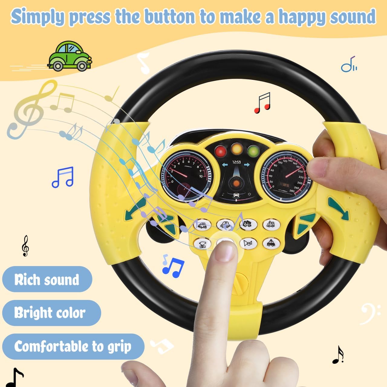Kids Interactive Steering Wheel Toy with Lights & Sounds
