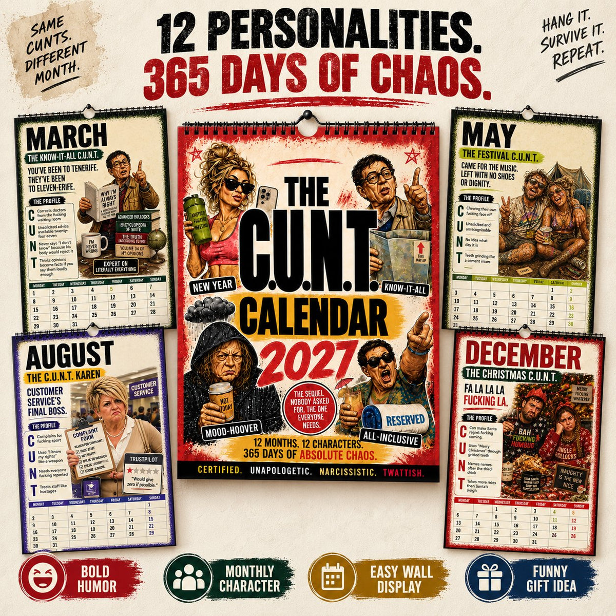 2027 C.U.N.T. Calendar - The Calendar That Finally Has A Personality 😈