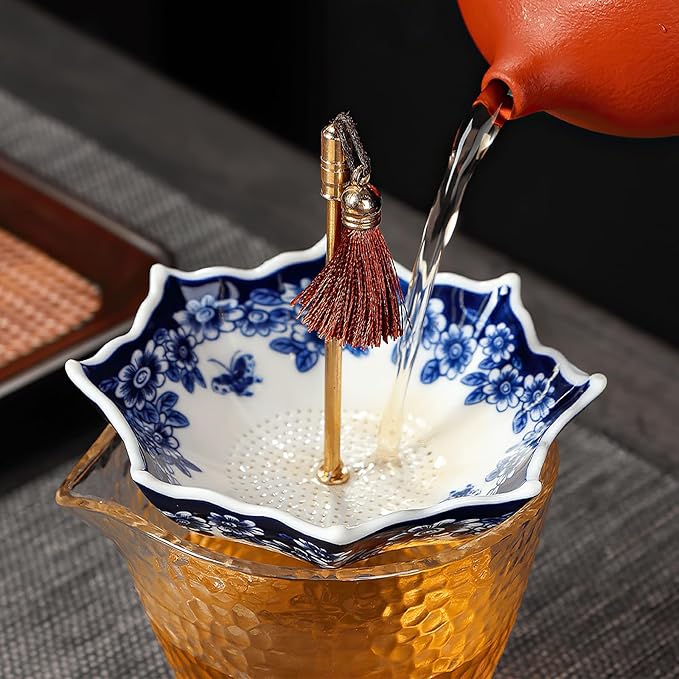 Umbrella-shaped Blue and White Porcelain Tea Strainer & Coffee Filter
