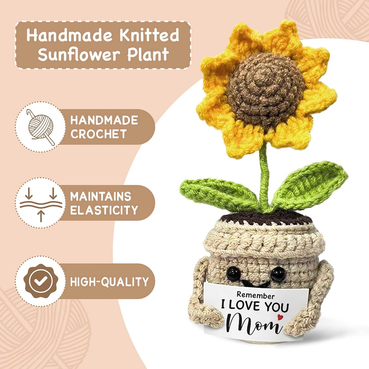 🌻Handmade Crochet Cute Sunflower - Remember I Love You MOM