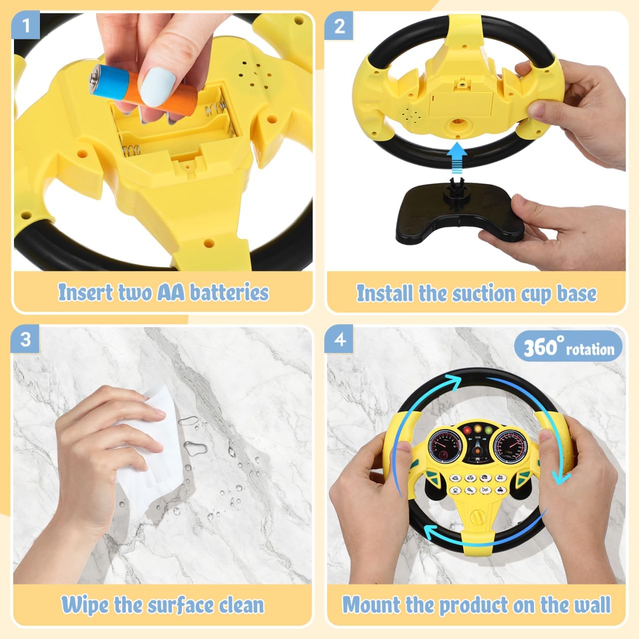 Kids Interactive Steering Wheel Toy with Lights & Sounds