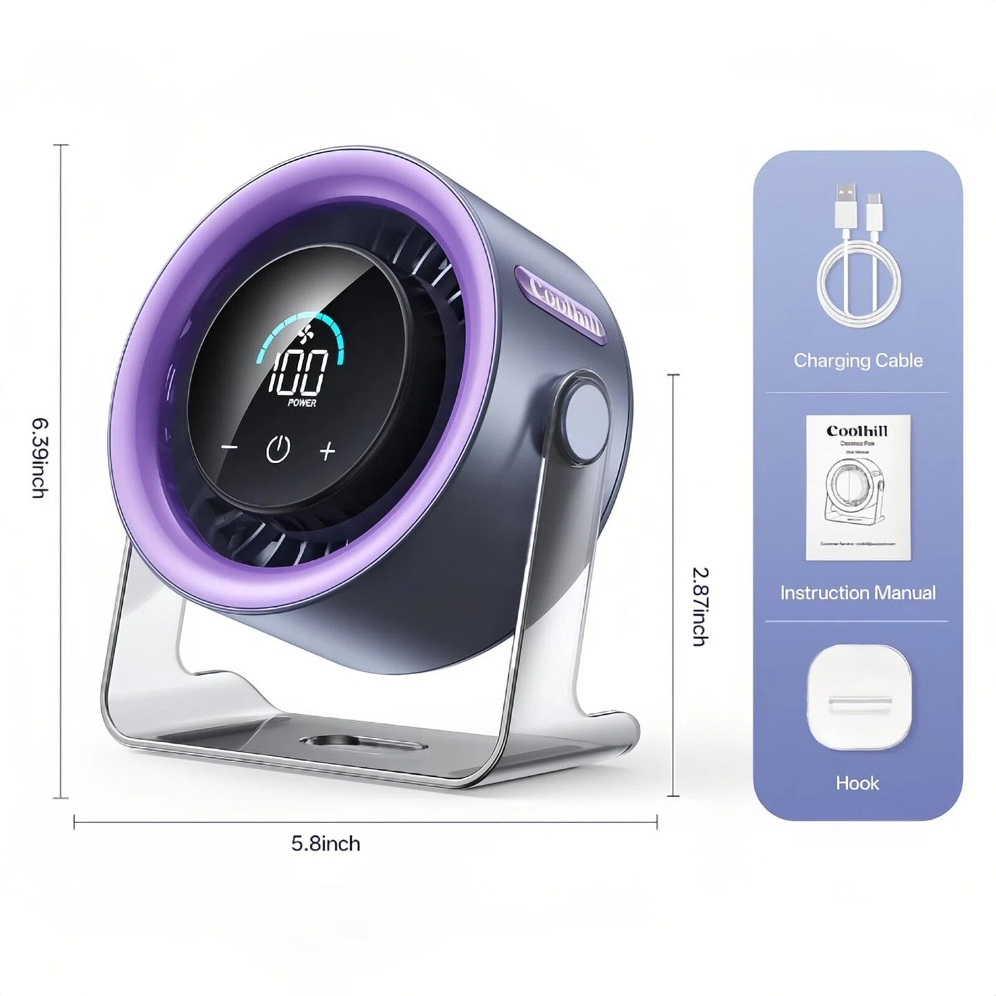 TyiiPlus Digital Display Quiet Table Fan with Turbo Airflow