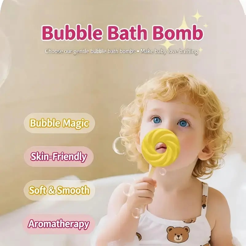 Cute Lollipop Bath Bomb,Colorful Bubble Bath Ball for Fun Bath Time