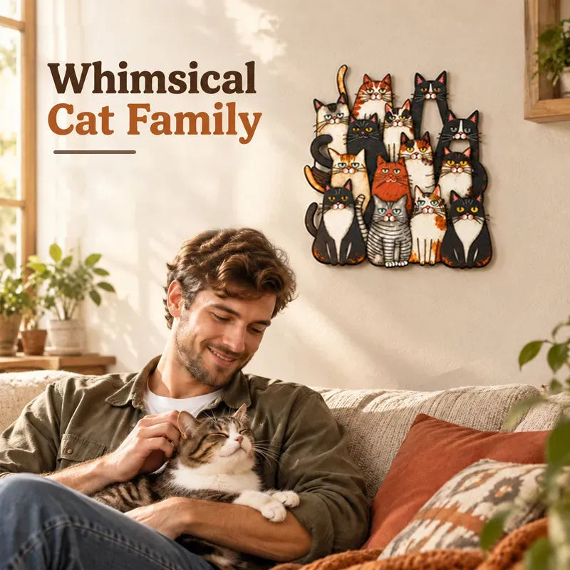 🐾Whimsical Cat Family Metal Wall Art😻