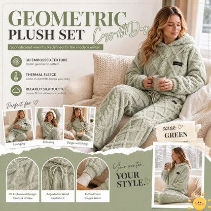 🍂 Embossed Geometric Plush Set – Timeless Comfort & Effortless Style For Every Occasion🍂