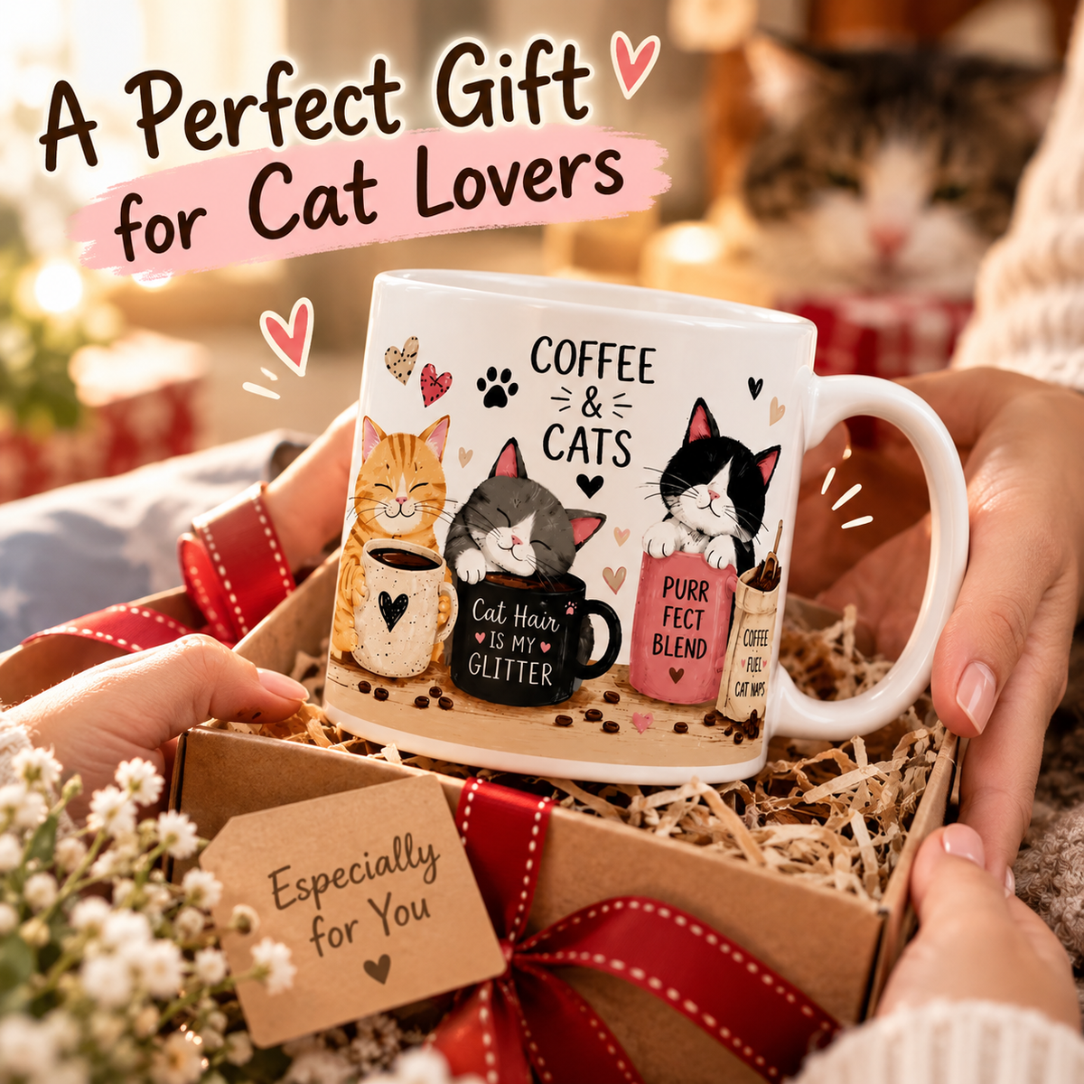 ☕🐱 Cozy Cat Coffee Mug, Cute Ceramic Cup for Cat Lovers