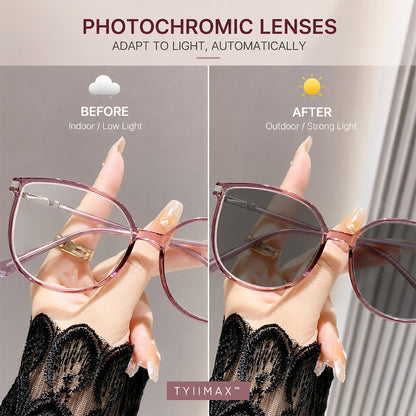 TYIIMAX™ Women's Photochromic Prescription Glasses – Oversized Fashion Frames with Blue Light Protection
