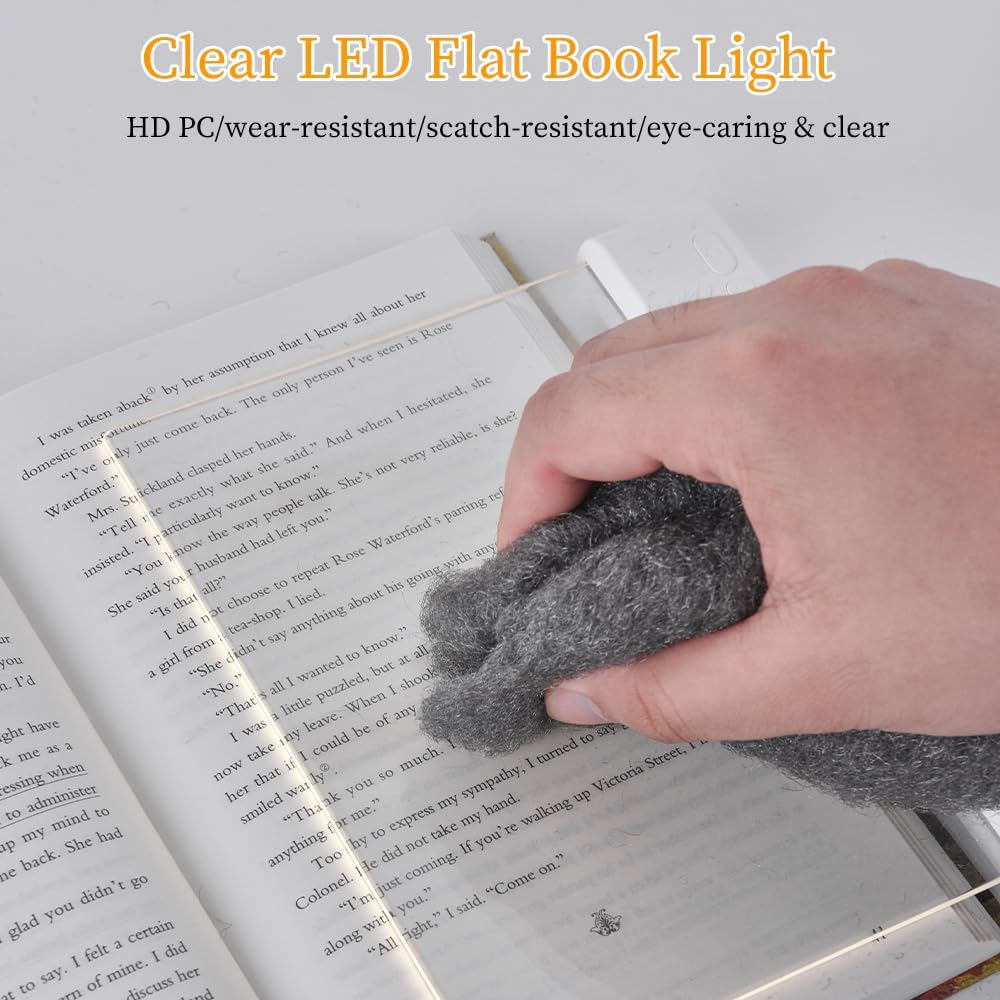 Rechargeable Flat LED Book Light 🌟 3 Colors Timer Perfect Night Reading