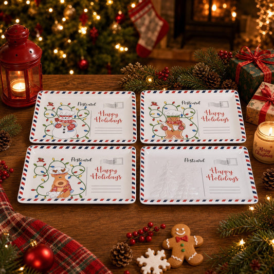 🎄Vintage Christmas Postcard Platter | Write Custom Holiday Messages, Serve Cookies & Festive Treats🎅🍪