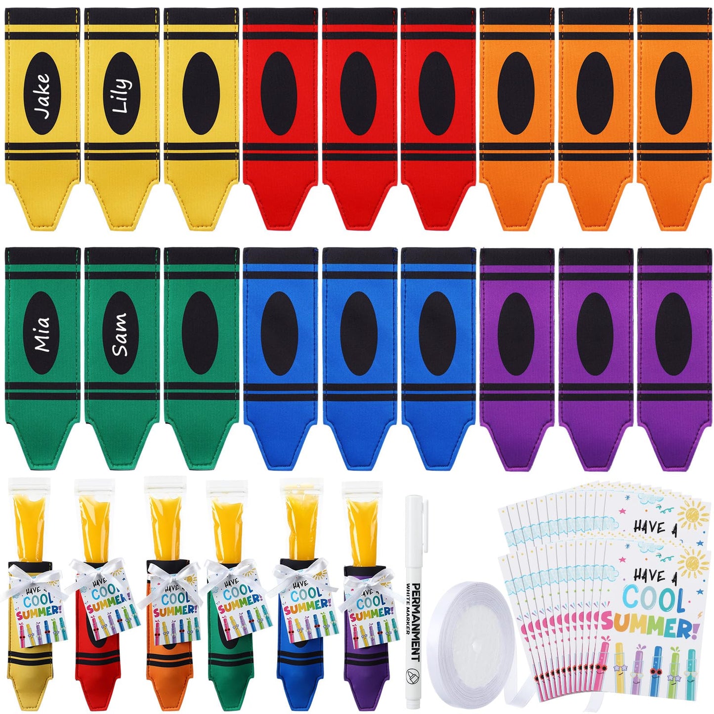 🎓🍦End of School Year Gifts: Reusable Ice Pop Sleeves| 12/24/36/48 Pack