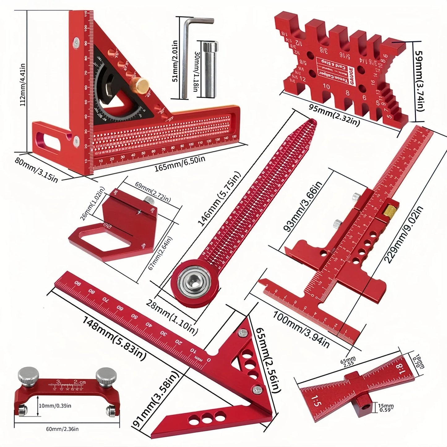 Woodworking Measuring & Marking Tool Set | Free Shipping