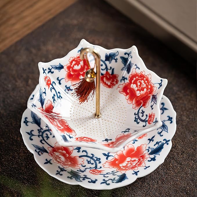 Umbrella-shaped Blue and White Porcelain Tea Strainer & Coffee Filter