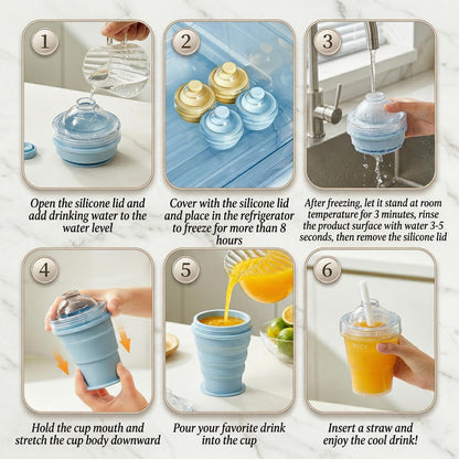2-in-1 Collapsible Silicone Ice Ball Maker Cup