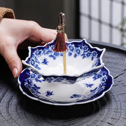 Umbrella-shaped Blue and White Porcelain Tea Strainer & Coffee Filter