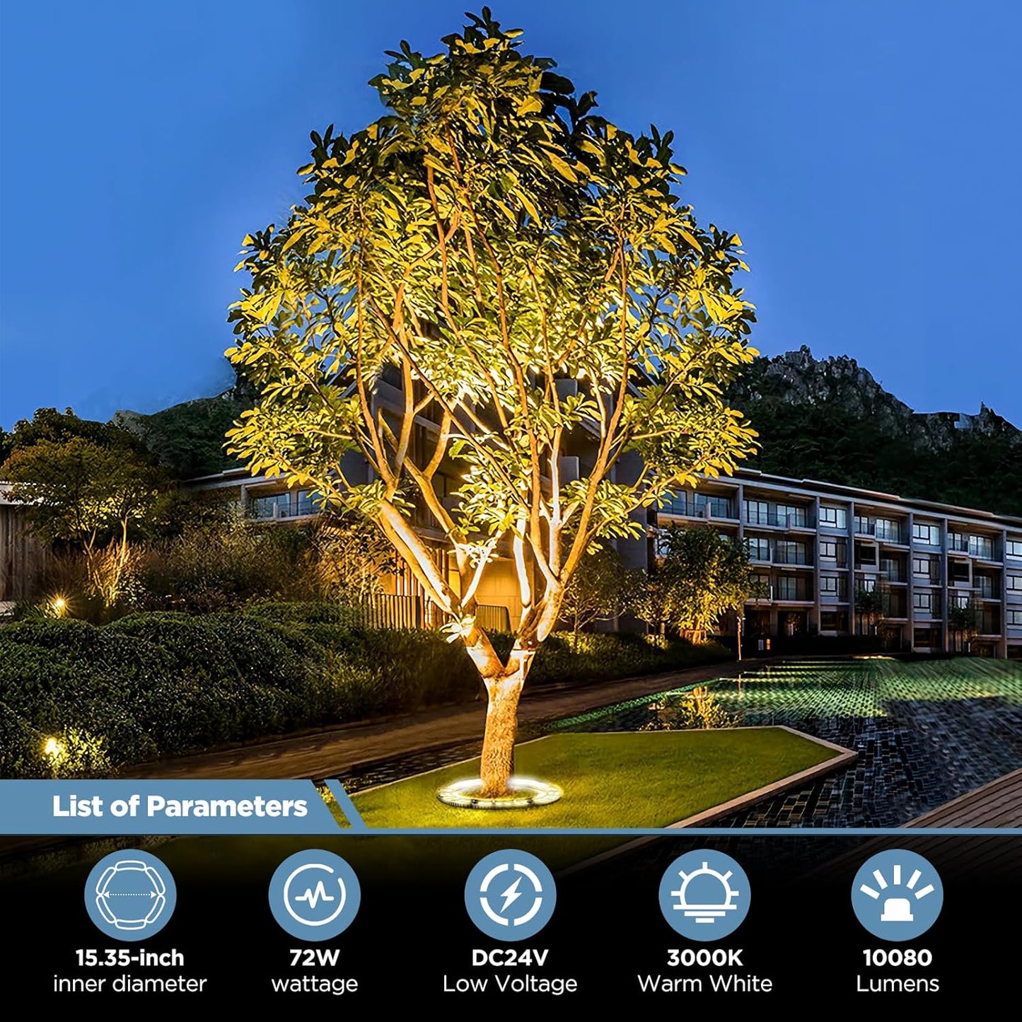 Warm White LED Outdoor Ring Tree Lights