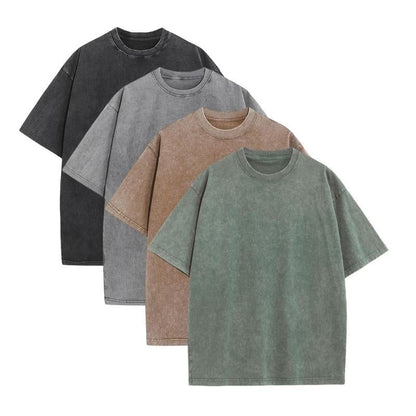 Vintage Acid Wash Heavyweight T-Shirt – 100% Cotton Oversized Tee for Men & Women