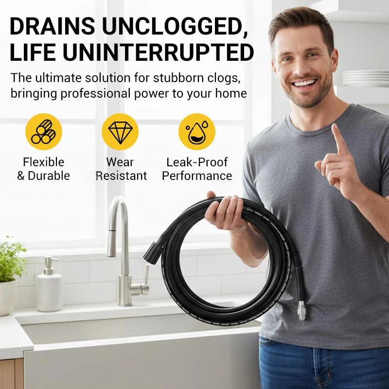 Triple-Layer Burst-Proof Hose – Stainless Steel & PVC, Universal Connector for Heavy-Duty Cleaning
