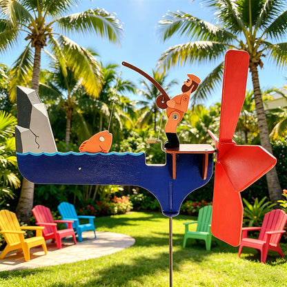 🎣 Fisherman Wind Spinner Garden Decor