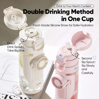 Portable 2-in-1 Water Bottle with Mini Fan – Stay Cool & Hydrated Anywhere