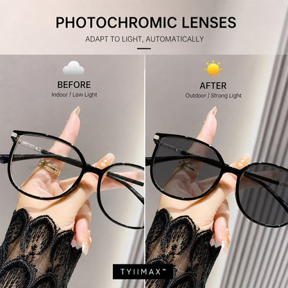 TYIIMAX™ Women's Photochromic Prescription Glasses – Oversized Fashion Frames with Blue Light Protection