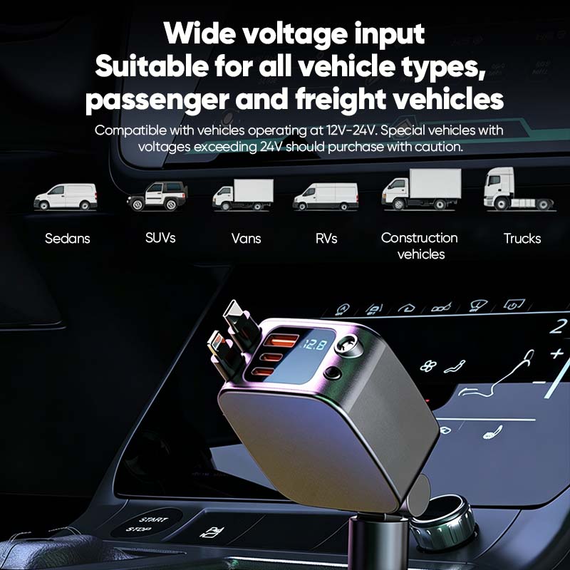 Multi-functional Universal Retractable Super-Fast Car Charger