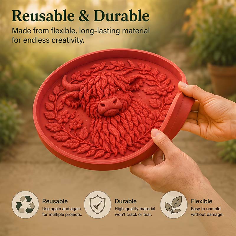 🐮Highland Cow Garden Art Stepping Stone Mold