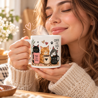 ☕🐱 Cozy Cat Coffee Mug, Cute Ceramic Cup for Cat Lovers