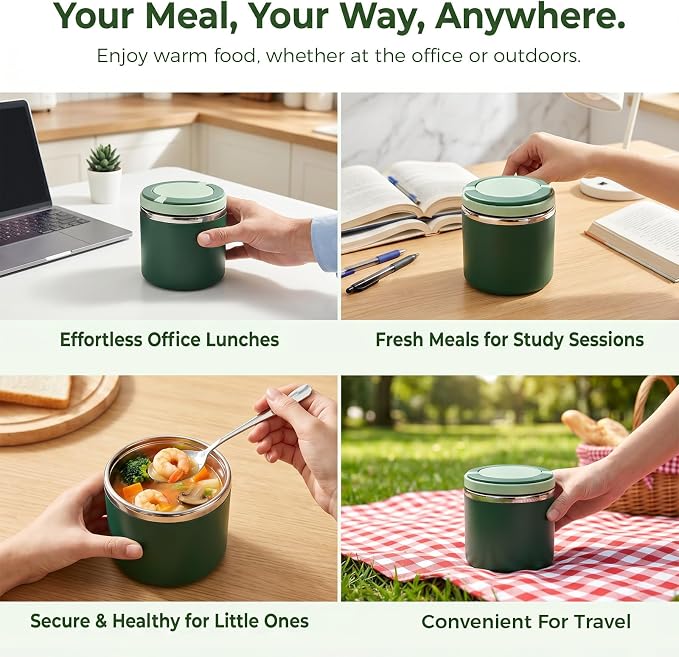 TYIIMAX™ Stainless Steel Insulated Lunch Box with Handle – Leakproof Stackable Food Container for Office, School & Travel
