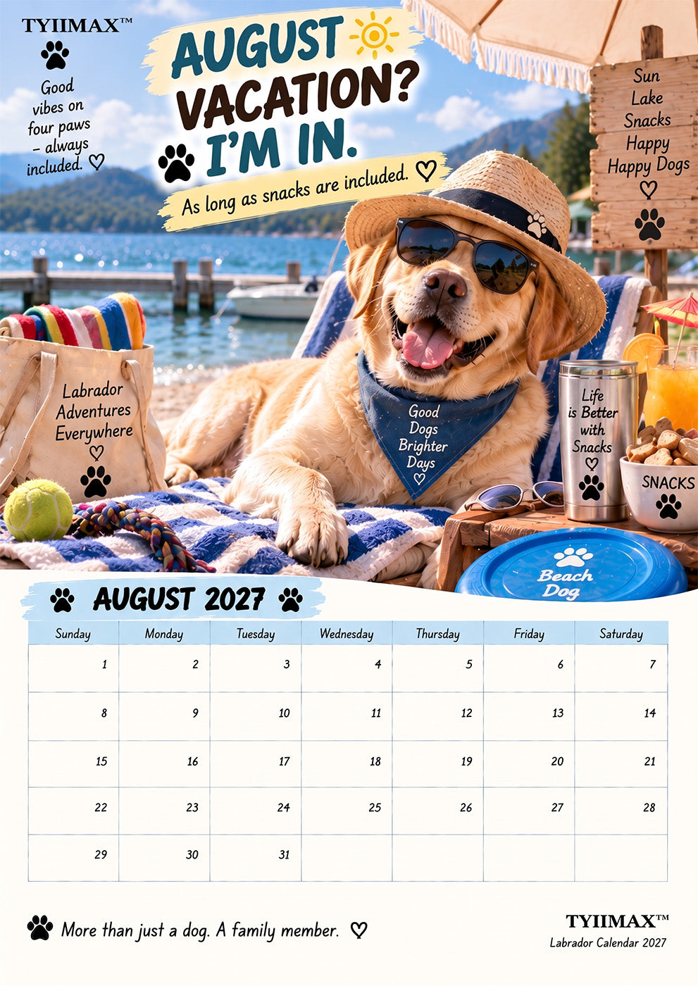 TYIIMAX™ Labrador Calendar 2027 – Funny 12-Month Wall Calendar for Labrador Lovers & Dog Owners