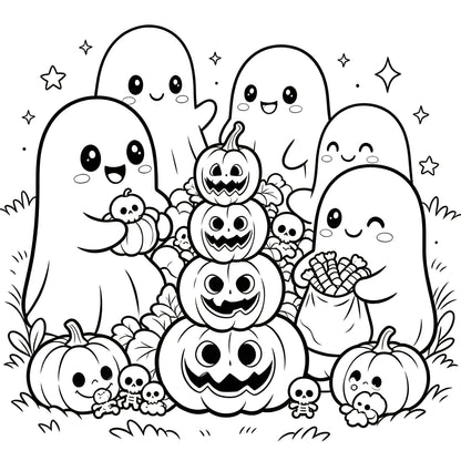 👻🎨Spooky & Cute Bold and Easy Coloring Book – A Whimsical Halloween Adventure (✨Hardcover)