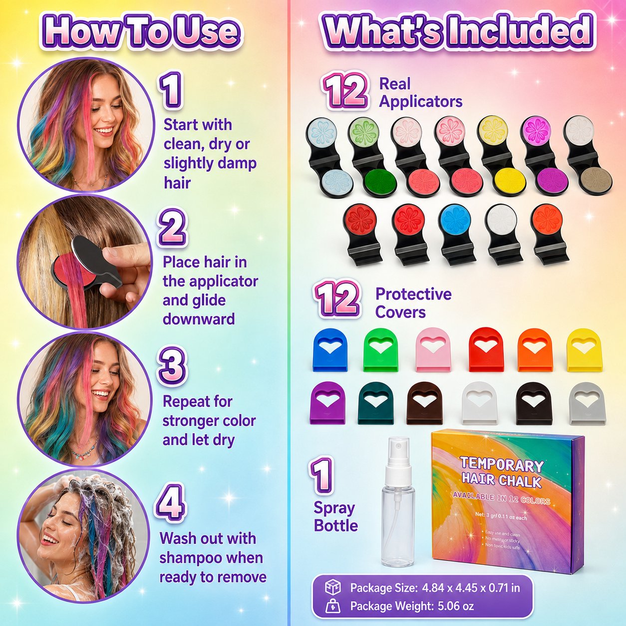 12-Color Temporary Hair Chalk Set