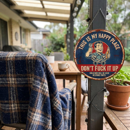 🔩🔧"This Is My Happy Place" Metal Tin Sign