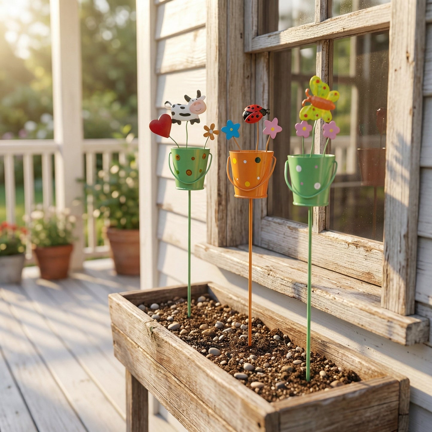 🔥Set of 3 Metal Flower Pot Garden Stakes