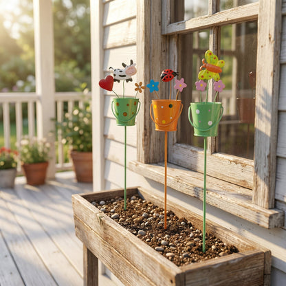 🔥Set of 3 Metal Flower Pot Garden Stakes