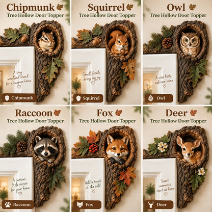 🐿️ 3D Chipmunk Tree Hollow Door Topper | Woodland Animal Doorway Decor For Cozy Nature Homes