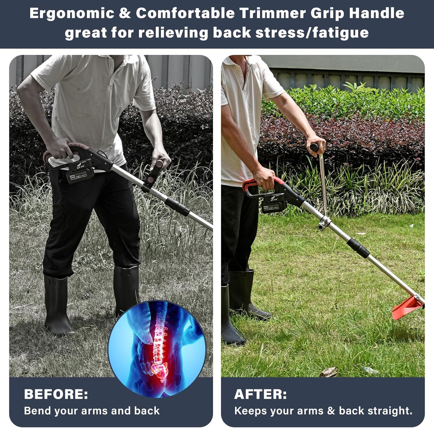 Ergonomic Trimmer Handle Kit – Shoulder Strap & Extension Bracket
