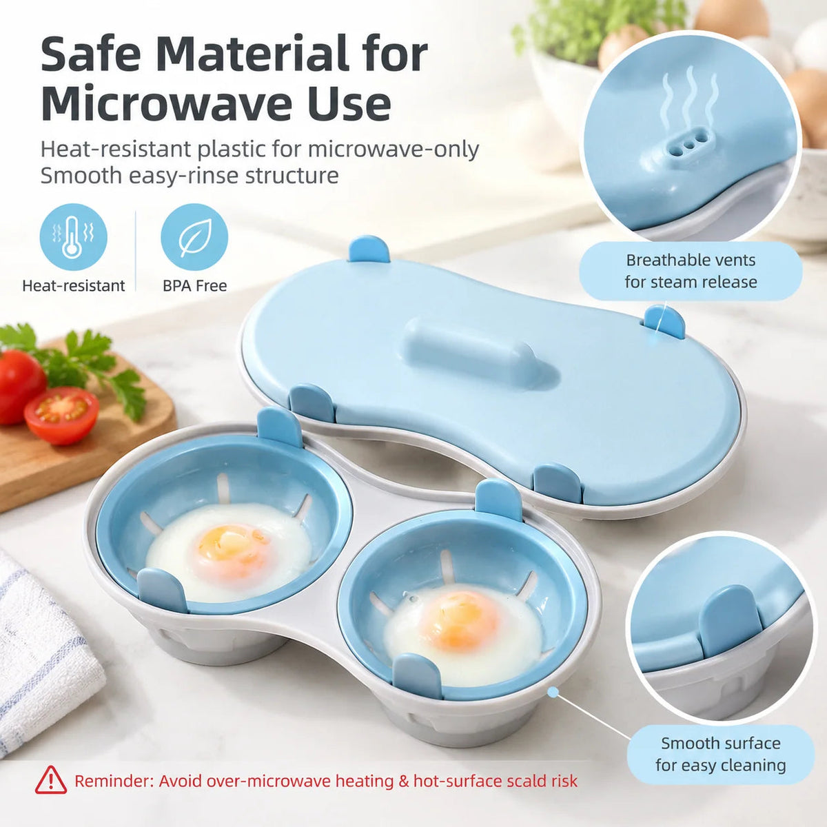 💥🥚Multi‑Function Microwave Egg Cooker Steamer Box With Lid