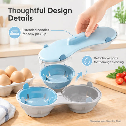 💥🥚Multi‑Function Microwave Egg Cooker Steamer Box With Lid