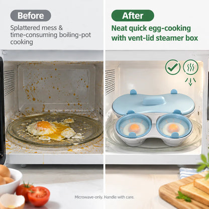 💥🥚Multi‑Function Microwave Egg Cooker Steamer Box With Lid