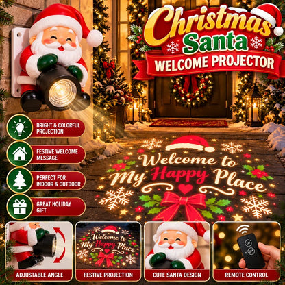 🔥✨Hot Sale🎅 Santa Christmas Welcome Projector – Festive Holiday Doorway Light with Remote Control ✨